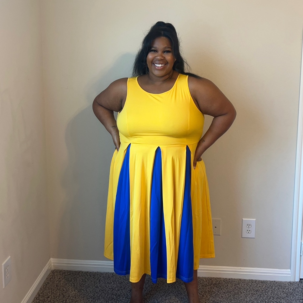 Blue & Yellow Tank Strap Dress